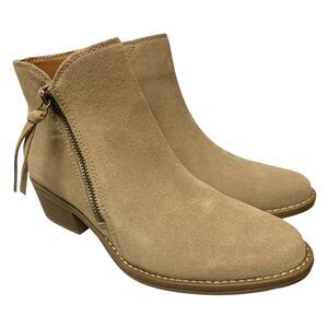 White Mountain Women's Side Zip Suede Leather Ankle Boot - Taupe